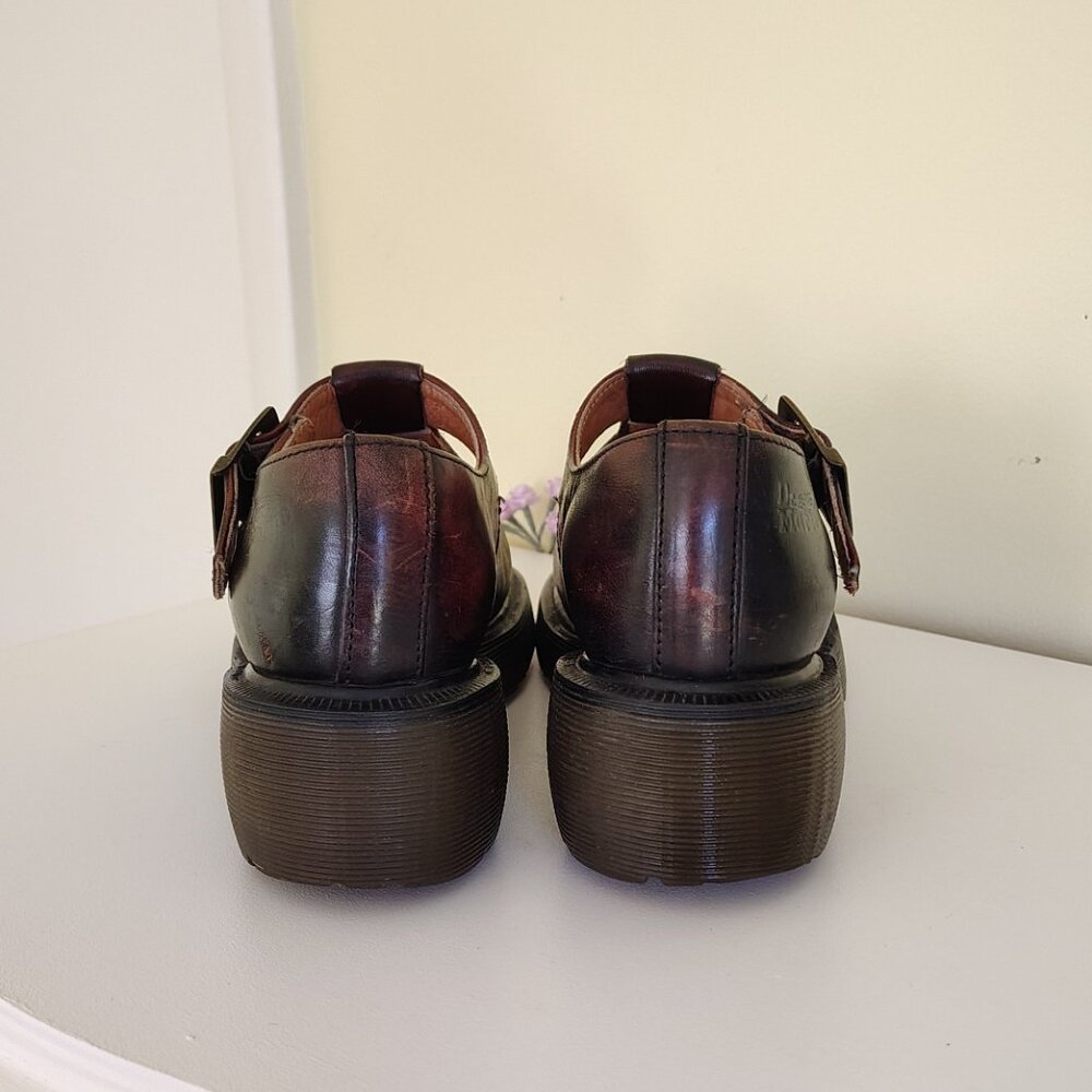 Vintage Black & Brown Leather Made in England DR. MARTENS Chunky Mary Jane Shoes - Picture 4 of 11